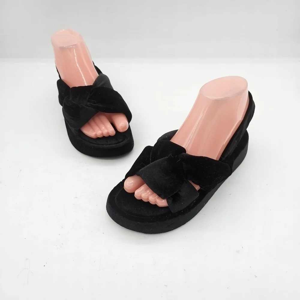 Jeffrey Campbell Sying Slingback Sandals Black Velvet Size 6 - Picture 9 of 12
